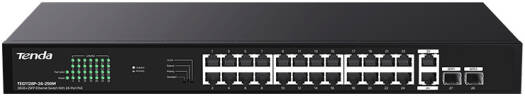Tenda 26GE+2SFP Ethernet Switch With 24-Port PoE Dedicated for SMB Networking & Surveillance, 41.7 Mpps Packet Forwarding Mode, 56 Gbps Switch Capacity | TEG1128P-24-250W