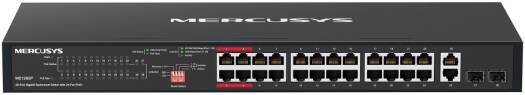 Mercusys MS128GP 28-Port Gigabit Rackmount Switch, 24-Port PoE+, 295W Power Budget, 2x Gigabit Uplink, 2x SFP Slots, 802.3af/at, Isolation Mode, Plug & Play, Metal Case | MS128GP