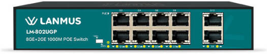 Lanmus 8 Port Unmanaged Switch, 10/100/1000M Speed, 120W, 20Gbps, Gigabit Ethernet Switch, Unmanaged LAN Switch, Plug and Play Network Hub, Home Office and CCTV Networking Switch | LM-802UGP