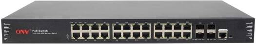 ONV-POE33028PFM Gigabit 28-port L2+ Managed PoE Switch, 24*GE POE+4*GF(RTL) Managed 1000M POE Switch(400W), CLI/Web/SNMP/Telnet Control for IP Cameras & APs