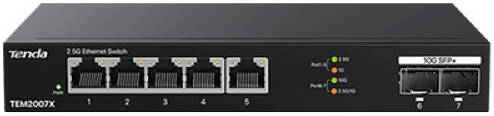 Tenda TEM2007X, 7-Port Multi-Gigabit Ethernet Switch with 5x 2.5GbE RJ45 Ports and 2x 10GbE SFP+ Ports, Metal Case, Desktop & Wall-Mountable | TEM2007X