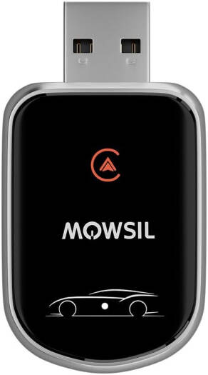 Mowsil Wireless CarPlay & Android Auto Adapter, Plug & Play USB Dongle with Bluetooth 5.2 & WiFi, Convert Wired CarPlay to Wireless, LED Status Indicator, Portable Car Accessory, Black | MOCPB1