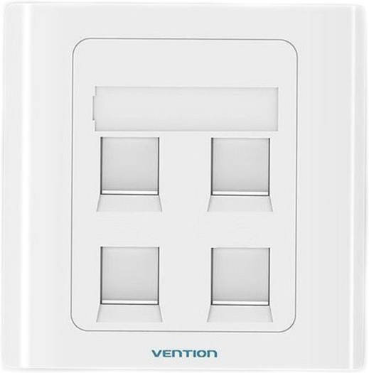 Vention 4 Port keystone Jack Wall Plate 86 Type, Premium Material of Flame Retardance, Aesthetically Slim, White | IFCW0