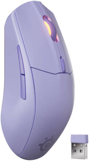 SteelSeries Rival 3 Wireless Gen 2 Gaming Mouse, Symmetrical Shape, 6 Buttons, Optical Type, TrueMove Air Optical Sensor (18K DPI), 1.9ms Ultra-Fast Clicks, 2.4GHz / BT Connection, Lavender | 62525