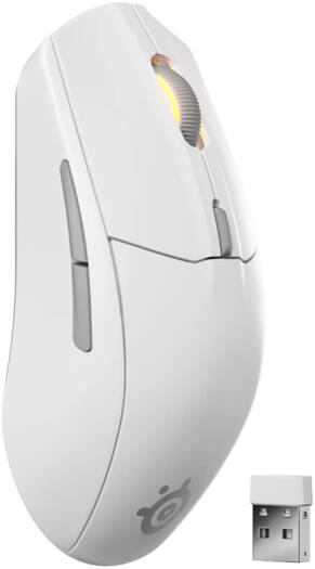 SteelSeries Rival 3 Gen 2 Wireless Mouse, Symmetrical Shape, 6 Buttons, Optical Type, TrueMove Air Optical Sensor (18K DPI), 1.9ms Ultra-Fast Clicks, 2.4GHz / Bluetooth Connection, White | 62524