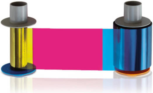 HID Fargo 045230 YMCKO Ribbon Cartridge with Cleaning Roller for DTC4500e ID Card Printer, Full Color Dye-Sublimation Print Ribbon, 700 Images Yield, High Quality Secure ID Card Printing | 045230