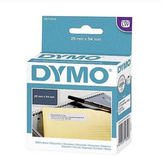 Dymo Return Address Labels, White Paper, 54 x 25 mm, 500 Labels/Roll | 11352