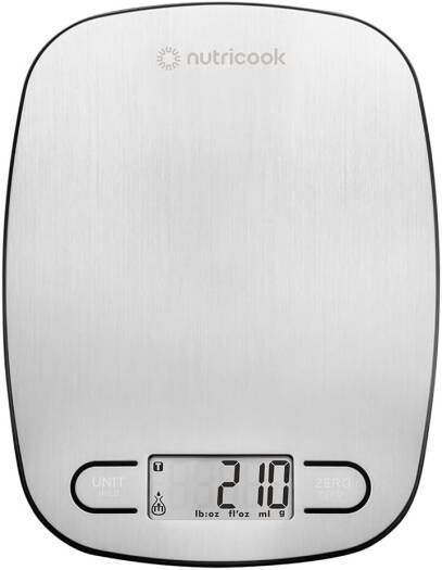 Nutricook Digital Kitchen Scale Eko, 5Kg Capacity, Stainless Steel Food Scale For Baking And Cooking - 4 Weighing Sensors, Tare/Zero, Auto-Off & Auto Calibrate Function, Silver | KT620