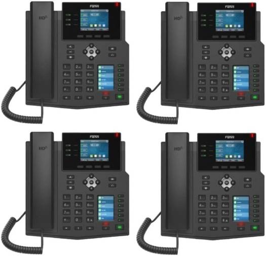 Fanvil IP Phone X4U Gigabit SIP Enterprise Desktop Phone with Dual-Color LCD Display (4-Pack)
