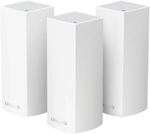 Linksys AC2200 Tri-Band Mesh System, Seamless Roaming, 2x2 Spatial Streams, Cross-Channel Solution, 2x Gigabit Ethernet Ports, Pack of 3, White | WHW0303