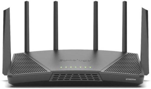 [RT6600AX] Synology RT6600 AX6600 Wireless Tri-Band Gigabit Router, Wi-Fi 6, Up to 6600 Mb/s Speed, VPN Remote Access, 6 x Ext Antennas, 3x Gbt LAN, 1x 2.5G WAN/LAN, 1x USB 3.2, Black | RT6600AX