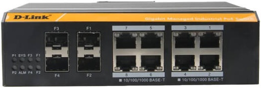 [DGS-F3008P-2S] DLINK Industrial Managed PoE Switch, 8 Port Gigabit PoE Switch, 2 SFP Uplink Ports, High EMC Endurance, 120W PoE Budget, IP40 Metal Housing, Surge Protection, VLAN QoS Support, Black | DGS-F3008P-2S