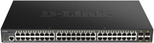 [DGS-1250-52XMP] D-Link DGS-1250-52XMP 52-Port 10-Gigabit Smart Managed PoE Switch, 48 x 10/100/1000BASE-T PoE Ports, 4 x 10G SFP+ Ports, Lite L3 Static, 370W PoE Power, Full CLI, Black | DGS-1250-52XMP