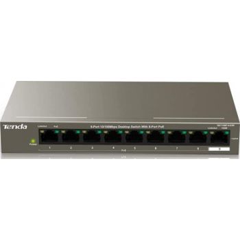 [TEF1109TP-8-102W] Tenda TEF1109TP 8-Port 10/100Mbps +1Gigabit PoE Switch, 92W PoE Budget, 6KV Lightning Protection, 250m Transmission, Plug and Play | TEF1109TP-8-102W