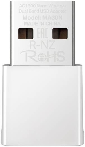 [MA30N] Mercusys MA30N AC1300 Wi-Fi 5 Nano Dual Band USB Adapter, 867Mbps 5GHz, 400Mbps 2.4GHz, MU-MIMO, Internal Antenna, USB 2.0, Pre-Loaded Driver, Nano Design, Plug & Play, WPA3, Win 10/11 | MA30N