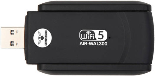 [AIR-WA1300] COMMANDO Wireless USB Network Adapter, 1300Mbps Transmission Rate, 20dBm Transmit Power, Dual Internal Antenna, Supports 64/128-bit WEP, For Desktop / PC, Wider Coverage, Black | AIR-WA1300