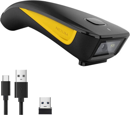 [C750] NETUM C750 QR Code Scanner, Mini Bluetooth Barcode Scanner, 1D, 2D, Wireless 2.4G Cordless Image Reader, USB Portable, Handheld Inventory Scanner, Black | C750
