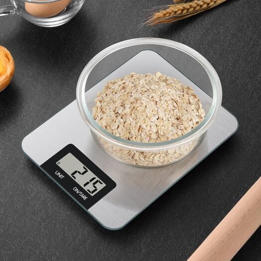 [EA-KS2516-GY] EpicArma Digital Smart Food Kitchen Scale, Measures in Grams and Ounces, Brushed Stainless Steel, Tare Function, Touch-Sensitive Buttons, Gray | EA-KS2516-GY