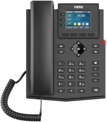 [Fanvil X303P] Fanvil X303/X303P Enterprise IP Phone HD Voice 2.4-Inch Color Display 3 SIP Lines Gigabit Ethernet Dual Port PoE USB Headset Support Business VoIP Desk Phone, Black | Fanvil X303P