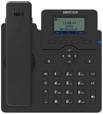 [C60SP] Dinstar Entry Level IP Phone, 132x64 Pixel Graphical LCD, 2 SIP Accounts, HD Voice, Programmable DSS Keys, 5-Way Conference, No Backlight, 2 Ethernet Port, PoE, Black | C60SP