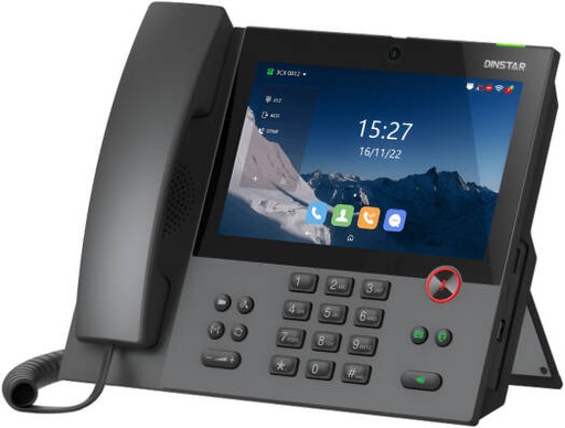 [A808A] Dinstar Enterprise-Grade Video Phone, 16 SIP Accounts, 8-Megapixel High-Definition Camera, 10-Party Voice Conversation, Built-in Bluetooth, Built-in Wi-Fi, Android 11, Black | A808A