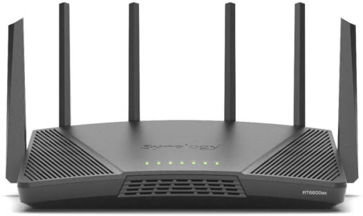 Synology RT6600 AX6600 Wireless Tri-Band Gigabit Router, Wi-Fi 6, Up to 6600 Mb/s Speed, VPN Remote Access, 6 x Ext Antennas, 3x Gbt LAN, 1x 2.5G WAN/LAN, 1x USB 3.2, Black | RT6600AX