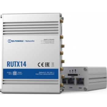 Teltonika RUTX14 4G LTE Cat 12 Industrial WiFi Router, 600Mbps Download, 150Mbps Upload, Dual SIM, Load Balancing, Bluetooth, USB | RUTX14