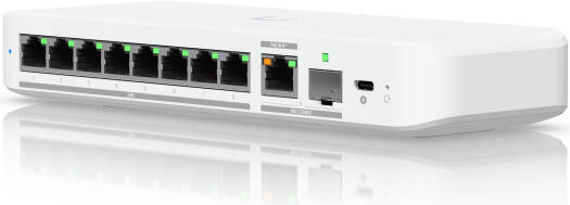 Ubiquiti Flex 2.5G Switch, 8x 2.5 GbE RJ45 Ports, 60 Gbps Switching Capacity, 45 Mpps Forwarding Rate, Port Isolation & Mirroring, Flow & Storm Control, White | USW-Flex-2.5G-8