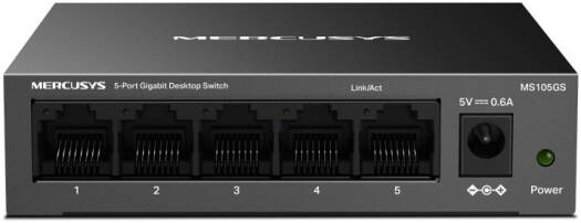 Mercusys MS105GS 5-Port Gigabit Desktop Switch, 5x Gigabit RJ45 Ports, 10Gbps Switching Capacity, Auto MDI/MDIX, Plug & Play, Fanless Design, Metal Case, Desktop Wall Mount | MS105GS