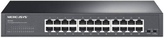 Mercusys MS124GS 24-Port Gigabit Desktop Rackmount Switch, 24x Gigabit RJ45 Ports, 48Gbps Switching Capacity, Isolation Mode, Loop Prevention, 802.1p QoS, Plug & Play, Metal Case | MS124GS