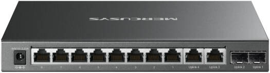 Mercusys MS112GMP 12-Port Gigabit Desktop Switch, 8-Port PoE+, 110W Power Budget, 2x Gigabit Uplink, 2x SFP Slots, 802.3af/at, Isolation Mode, Plug & Play, Metal Case | MS112GMP