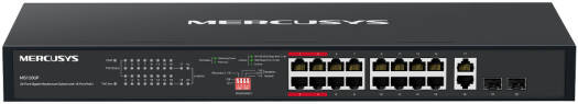 Mercusys MS120GP 20-Port Gigabit Rackmount Switch, 16-Port PoE+, 192W Power Budget, 2x Gigabit Uplink, 2x SFP Slots, 802.3af/at, Isolation Mode, Plug & Play, Metal Case | MS120GP