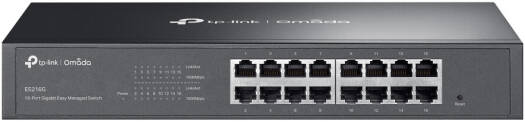 TP-LINK ES216G Omada 16-Port Gigabit Easy Managed Switch, 16 RJ45 ports, Centralized Cloud Management, Port Isolation, Automatic Loop Prevention & IGMP Snooping, Black | ES216G