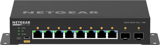 Netgear AV Line M4250-8G2XF-PoE+ Managed Switch, 8x1G PoE+ & 2xSFP+ Ports, 220W Budget, Up to 12kb Jumbo Frame Support, 257.9W/880.47Btu/hr Power Consumption, Black | GSM4210PX