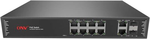 Fipka ONV-POE31128PF Gigabit uplink 12-port PoE Switch, 10/100M Access with Gigabit TP/SFP Uplink, IEEE 802.3af/at, Smart PoE, Plug & Play, Metal Housing, LED Indicators for Cameras & Networks
