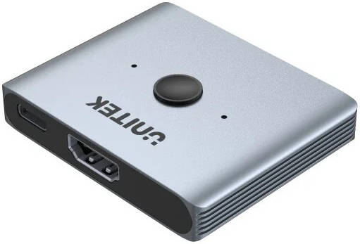 Unitek 8K HDMI Bidirectional Switch, Up to 8K@60Hz/4K@120Hz Resolution, One Key Switch, Aluminum Housing, Space Gray | V1163A