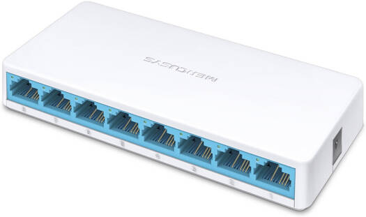 Mercusys MS108 8-Port Desktop Switch, 8x 10/100Mbps RJ45 Ports, 1.6Gbps Switching Capacity, Auto MDI/MDIX, Plug & Play, Fanless Design, Compact Desktop Switch | MS108