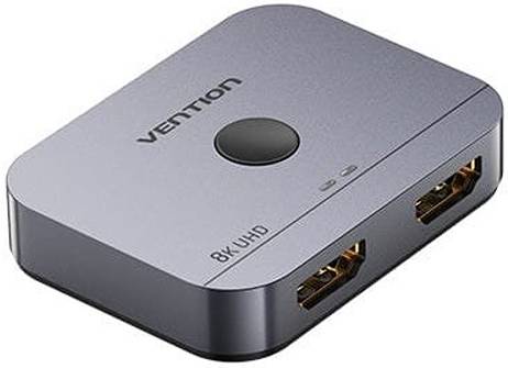 Vention 2-Port 8K HDMI Switcher, Gold-Plated, Up to 8K @ 60Hz, Built-In Advanced Chipset, HDMI/USB-C, Aluminum Alloy Shell, Gray | AKPH0