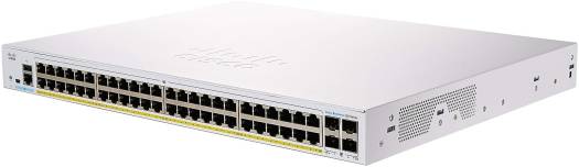 Cisco CBS350-48P Switch 48 Port GE, PoE 370W, 4x1G SFP, IPv4/IPv6 Routing, 256MB Flash, Enhanced Security, Innovative, White/Silver | CBS350-48P-4G