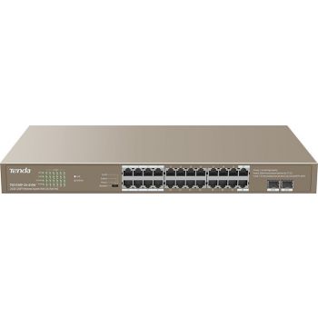 Tenda TEG1126P 24GE+2SFP Ethernet Switch 24-Port PoE, 100/1000Mbps, 48Gbps Switching Capacity, 410W Power, 4 Modes | TEG1126P-24-410W
