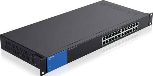 Linksys 24-Port Gigabit PoE+ Switch, 120W Budget, Rack Mount, Unmanaged, 12 Port POE, Black | LGS124P