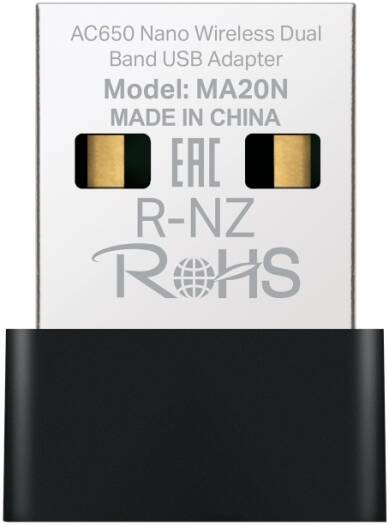 Mercusys MA20N AC650 Wi-Fi 5 Nano Dual Band USB Adapter, 433Mbps 5GHz, 200Mbps 2.4GHz, Internal Antenna, USB 2.0, Pre-Loaded Driver, Nano Design, Plug & Play, WPA3, Win 10/11 | MA20N