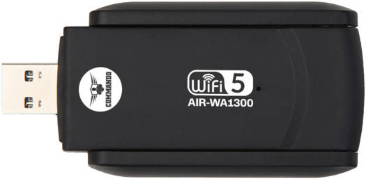 COMMANDO Wireless USB Network Adapter, 1300Mbps Transmission Rate, 20dBm Transmit Power, Dual Internal Antenna, Supports 64/128-bit WEP, For Desktop / PC, Wider Coverage, Black | AIR-WA1300