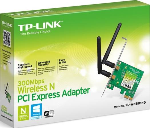 TP-LINK Wireless N300 PCI Express Adapter, 2.4GHz 300Mbps, Include Low-Profile Bracket | TL-WN881ND