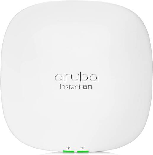 Aruba Instant On AP25 Access Point, Dual-Radio, 5GHz 4.8Gbps & 2.4GHz 574Mbps Data Rate, Dual Omni-Directional 4x4 MU-MIMO, 3.7dBi (2.4GHz), 4.5dBi (5GHz) Antenna Gain, White | R9B28A