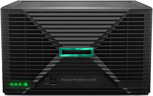 HPE ProLiant MicroServer Gen11 Server, Intel Pentium Gold G7400, 16GB RAM, 2x 960GB SATA SSD, Intel VROC SATA Hybrid RAID, 1Gb 4-Port Ethernet Adapter, 180W Power Supply | MS-G11