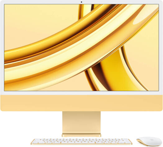 Apple 24" iMac AIO Desktop Computer with M3 Chip, 4.5K Retina Display, 8-Core CPU and 10-Core GPU, 16GB RAM, 512GB SSD, Magic English K/B, Numeric Keypad & Magic Mouse, macOS, Yellow | Z19G0001G
