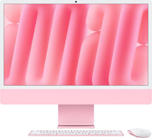 Apple iMac (2024) AIO Desktop Computer, 24" 4.5K Retina Standard Display, Apple M4 Chip with 10-Core CPU, 10-Core GPU, 16-Core Neural Engine, 16GB RAM, 256GB SSD, English K/B, Pink | MWV43 B/A