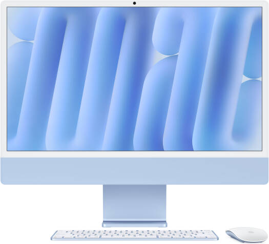 Apple iMac (2024) AIO Desktop Computer, 24" 4.5K Retina Standard Display, Apple M4 Chip with 8-Core CPU, 8-Core GPU, 16-Core, 16GB RAM, 256GB SSD, English K/B, Blue | MWUF3 B/A / X/A LL/A