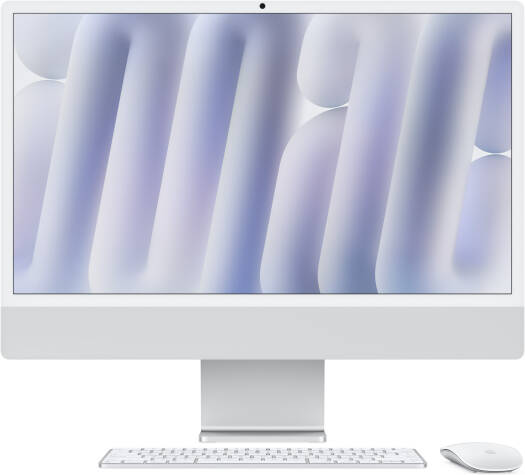 Apple iMac (2024) AIO Desktop Computer, 24" 4.5K Retina Standard Display, Apple M4 Chip with 8-Core CPU, 8-Core GPU, 16-Core, 16GB RAM, 256GB SSD, English K/B, Silver | MWUC3 B/A / X/A LL/A